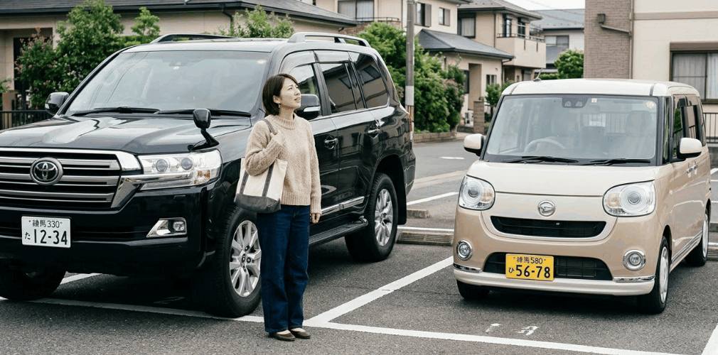 大きすぎる旦那の車と、主婦が運転しやすい小回りの利くセカンドカーの比較