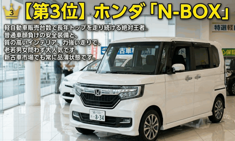 中古車売れ筋ランキング第3位 ホンダ「N-BOX」