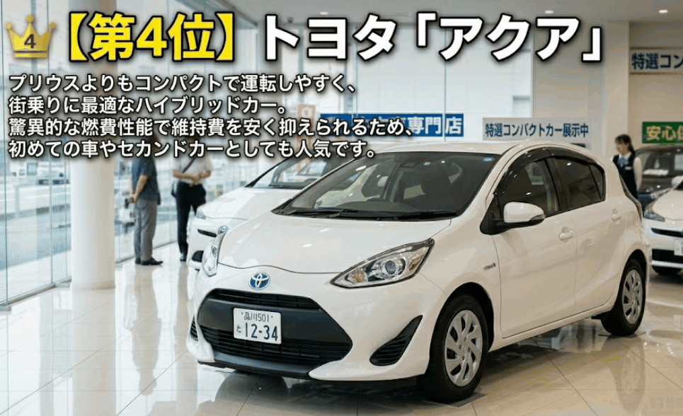 中古車売れ筋ランキング第4位 トヨタ「アクア」